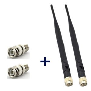 2X 8dBi TNC Antennas for Wireless Mic Systems + 2X BNC Adapters – High-Gain Antenna Kit