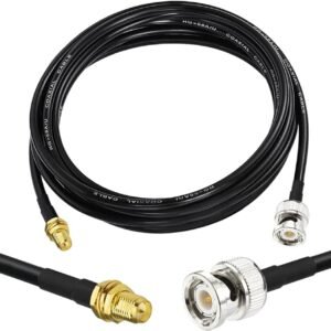 BNC Male to RP-SMA Female RG58 Coaxial Cable – 50 Ohm RF Extension for Wireless Devices and Antennas
