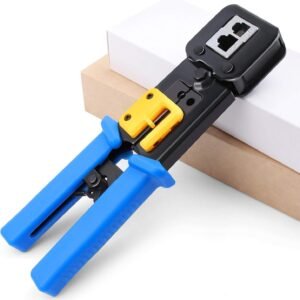 RJ45 Crimp Tool | Pass-Through Ethernet Crimper for Cat5, Cat5e, Cat6 | Multi-Function Crimping Tool for RJ11/RJ12 6P/8P Connectors