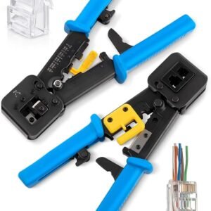 RJ45 Crimp Tool | Pass-Through Ethernet Crimper for Cat5, Cat5e, Cat6 | Multi-Function Crimping Tool for RJ11/RJ12 6P/8P Connectors