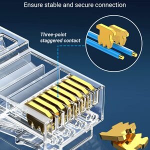 3COM RJ45 Connector Cat6 (100 Pack) | Non-Passthrough Ethernet Plug | Gold-Plated Unshielded LAN Connectors for Solid & Stranded Cable