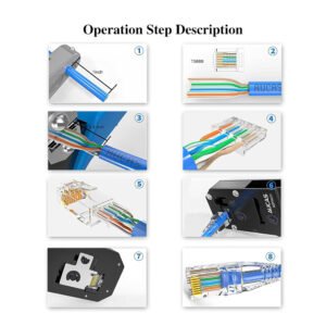 RJ45 Cat6 Pass Through Connectors (100 Pack) | Easy Crimp Modular Plugs for Solid & Stranded UTP Cables